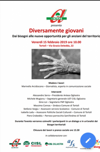 DIVERSAMENTE GIOVANI -ANTEAS OGLIASTRA – Progetto rivolto al confronto intergenerazionale