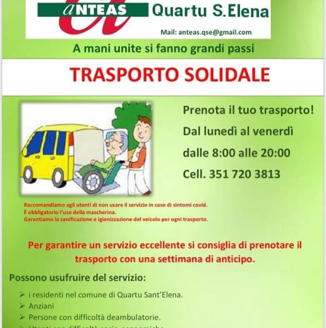 Arriva il trasporto solidale anche a Quartu Sant’Elena! Il sogno di Anteas Quartu finalmente realizzato.